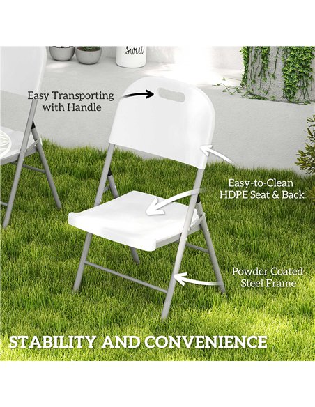 Outsunny Set of Four Foldable Outdoor Chairs - White - pic 130048 | FastDaddyshop