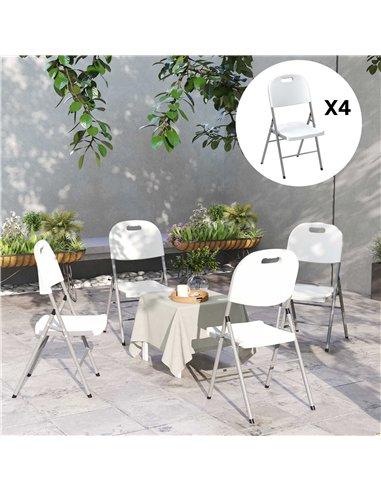 Outsunny Set of Four Foldable Outdoor Chairs - White