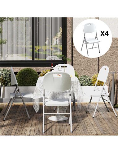 Outsunny Set of Four Foldable Outdoor Chairs - White
