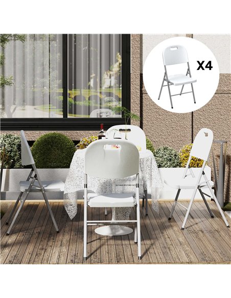 Outsunny Set of Four Foldable Outdoor Chairs - White - pic 130050 | FastDaddyshop