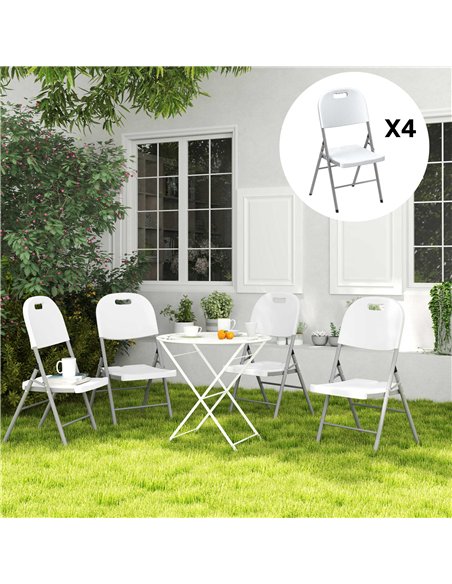Outsunny Set of Four Foldable Outdoor Chairs - White - pic 130051 | FastDaddyshop