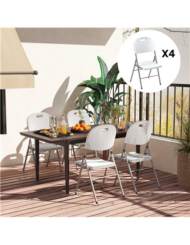 Outsunny Set of Four Foldable Outdoor Chairs - White