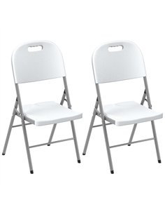 Outsunny Set of Two Foldable Outdoor Chairs - White