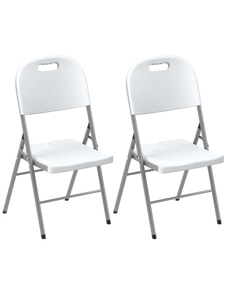 Outsunny Set of Two Foldable Outdoor Chairs - White - pic 130053 | FastDaddyshop