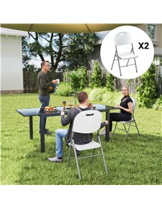 Outsunny Set of Two Foldable Outdoor Chairs - White 2