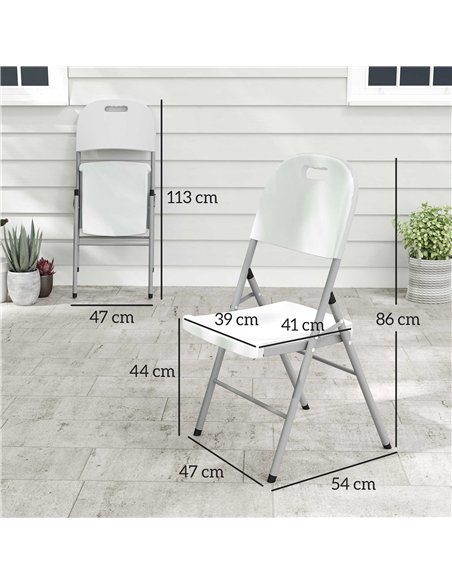 Outsunny Set of Two Foldable Outdoor Chairs - White - pic 130055 | FastDaddyshop