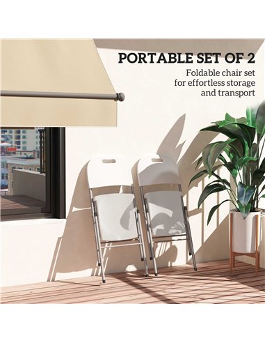 Outsunny Set of Two Foldable Outdoor Chairs - White