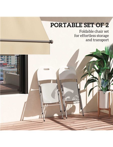 Outsunny Set of Two Foldable Outdoor Chairs - White - pic 130056 | FastDaddyshop