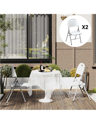 Outsunny Set of Two Foldable Outdoor Chairs - White
