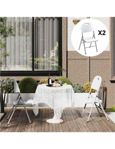 Outsunny Set of Two Foldable Outdoor Chairs - White - pic 130059 | FastDaddyshop