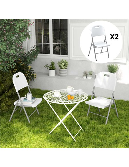 Outsunny Set of Two Foldable Outdoor Chairs - White - pic 130060 | FastDaddyshop