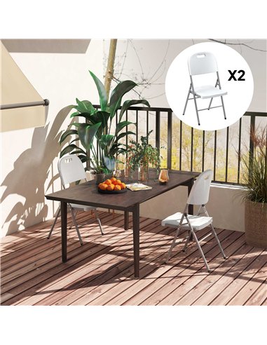 Outsunny Set of Two Foldable Outdoor Chairs - White