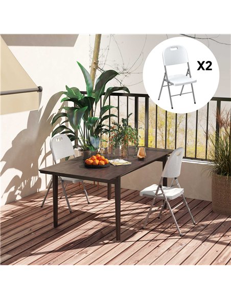 Outsunny Set of Two Foldable Outdoor Chairs - White - pic 130061 | FastDaddyshop