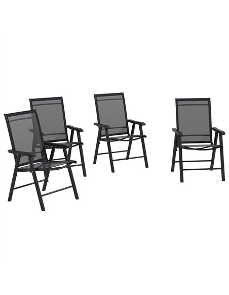 Outsunny Set of 4 Foldable Metal Garden Chairs Outdoor Patio Park Dining Seat Furniture Black - pic 130062 | FastDaddyshop