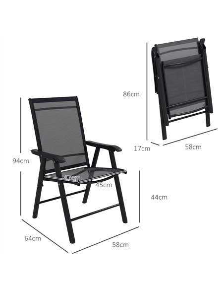 Outsunny Set of 4 Foldable Metal Garden Chairs Outdoor Patio Park Dining Seat Furniture Black - pic 130064 | FastDaddyshop