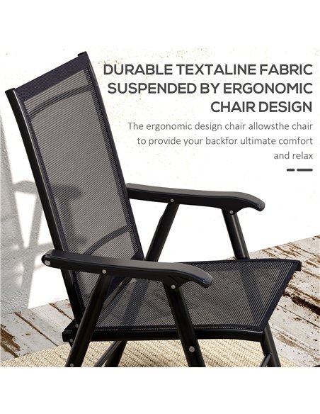 Outsunny Set of 4 Foldable Metal Garden Chairs Outdoor Patio Park Dining Seat Furniture Black - pic 130065 | FastDaddyshop