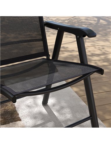 Outsunny Set of 4 Foldable Metal Garden Chairs Outdoor Patio Park Dining Seat Furniture Black