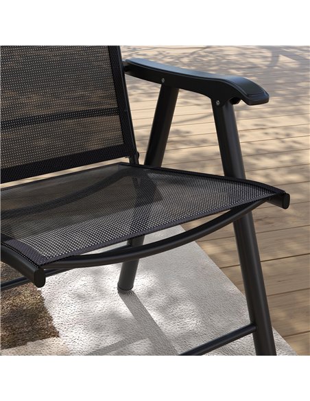 Outsunny Set of 4 Foldable Metal Garden Chairs Outdoor Patio Park Dining Seat Furniture Black - pic 130069 | FastDaddyshop