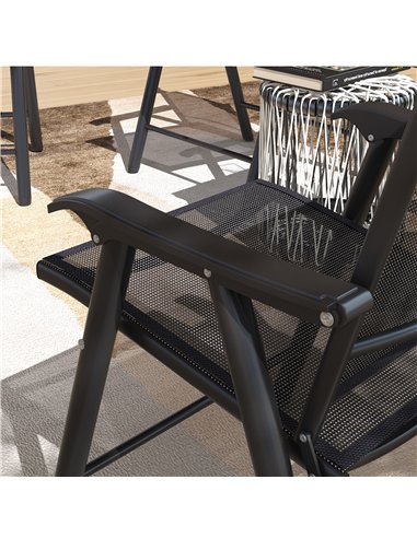 Outsunny Set of 4 Foldable Metal Garden Chairs Outdoor Patio Park Dining Seat Furniture Black