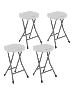 Outsunny Set of Four Folding Carry Stools - White