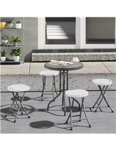 Outsunny Set of Four Folding Carry Stools - White 2