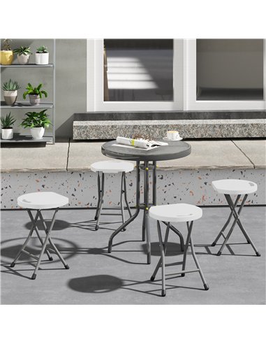 Outsunny Set of Four Folding Carry Stools - White
