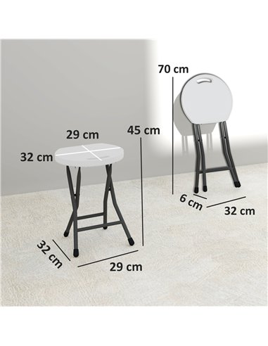 Outsunny Set of Four Folding Carry Stools - White