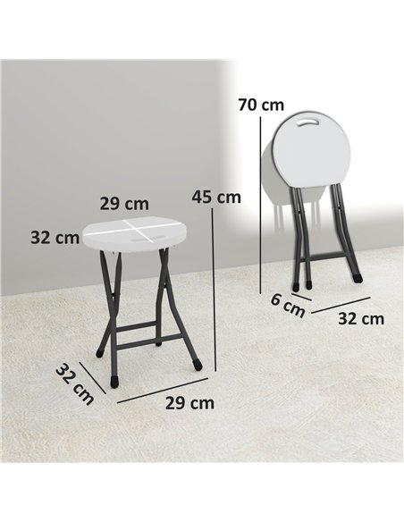 Outsunny Set of Four Folding Carry Stools - White - pic 130073 | FastDaddyshop