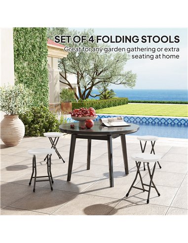 Outsunny Set of Four Folding Carry Stools - White