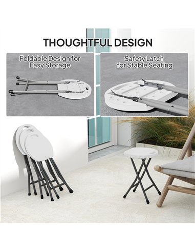 Outsunny Set of Four Folding Carry Stools - White