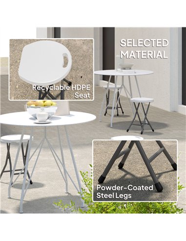 Outsunny Set of Four Folding Carry Stools - White