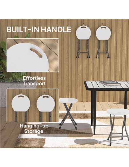 Outsunny Set of Four Folding Carry Stools - White - pic 130077 | FastDaddyshop