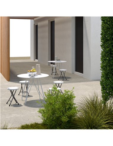 Outsunny Set of Four Folding Carry Stools - White