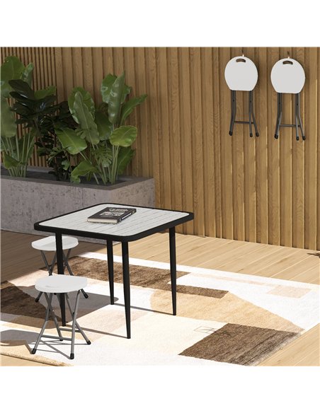 Outsunny Set of Four Folding Carry Stools - White - pic 130079 | FastDaddyshop