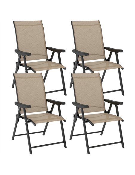 Outsunny Set of Four Folding Outdoor Chairs - Brown/Black - pic 130080 | FastDaddyshop