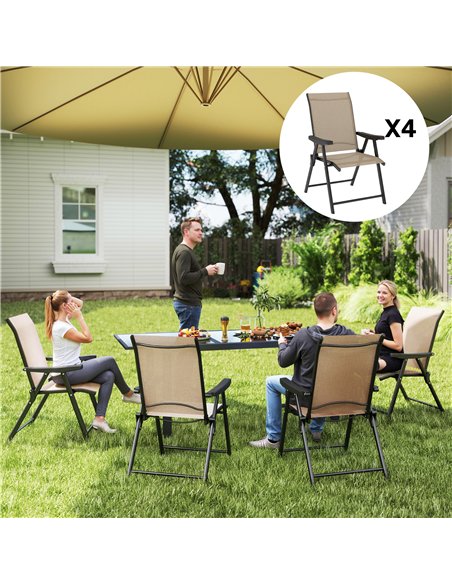 Outsunny Set of Four Folding Outdoor Chairs - Brown/Black - pic 130081 | FastDaddyshop