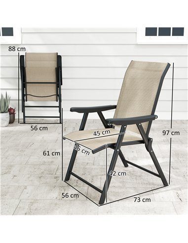 Outsunny Set of Four Folding Outdoor Chairs - Brown/Black