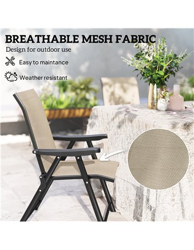 Outsunny Set of Four Folding Outdoor Chairs - Brown/Black
