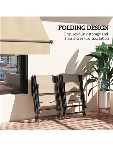 Outsunny Set of Four Folding Outdoor Chairs - Brown/Black