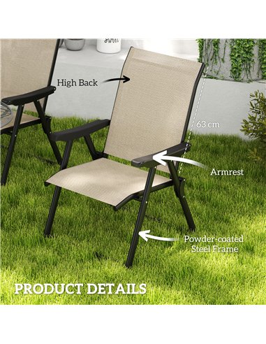 Outsunny Set of Four Folding Outdoor Chairs - Brown/Black