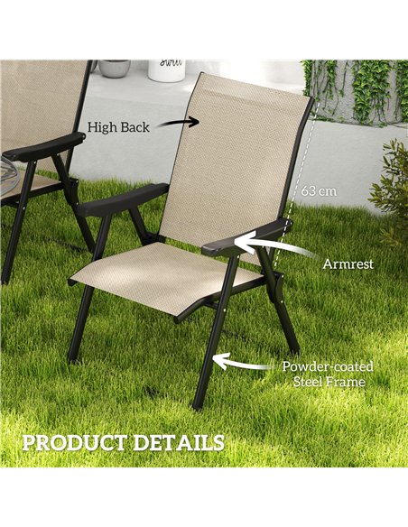 Outsunny Set of Four Folding Outdoor Chairs - Brown/Black - pic 130085 | FastDaddyshop