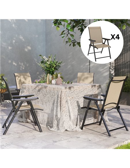 Outsunny Set of Four Folding Outdoor Chairs - Brown/Black - pic 130086 | FastDaddyshop