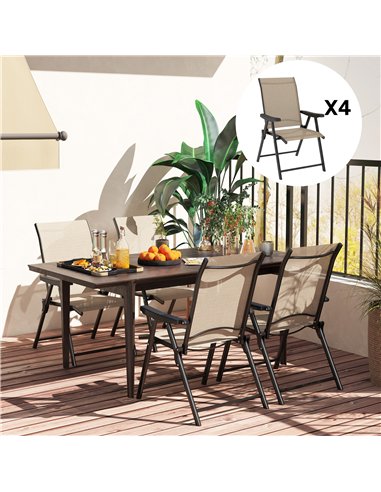Outsunny Set of Four Folding Outdoor Chairs - Brown/Black