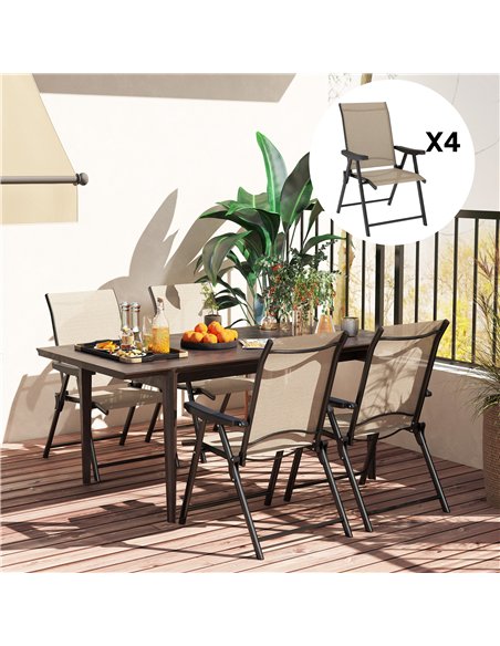 Outsunny Set of Four Folding Outdoor Chairs - Brown/Black - pic 130087 | FastDaddyshop