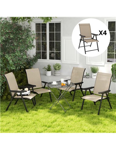 Outsunny Set of Four Folding Outdoor Chairs - Brown/Black