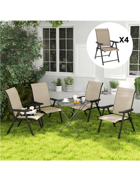 Outsunny Set of Four Folding Outdoor Chairs - Brown/Black - pic 130088 | FastDaddyshop