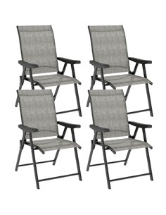 Outsunny Set of Four Folding Outdoor Chairs - Black/Grey