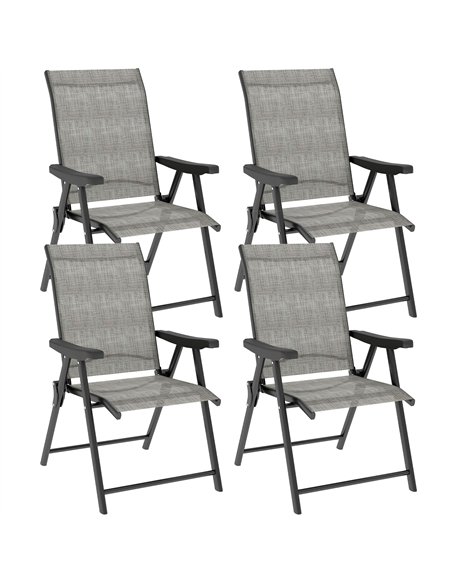 Outsunny Set of Four Folding Outdoor Chairs - Black/Grey - pic 130089 | FastDaddyshop