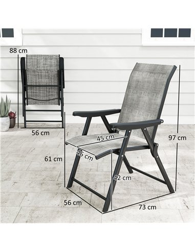 Outsunny Set of Four Folding Outdoor Chairs - Black/Grey