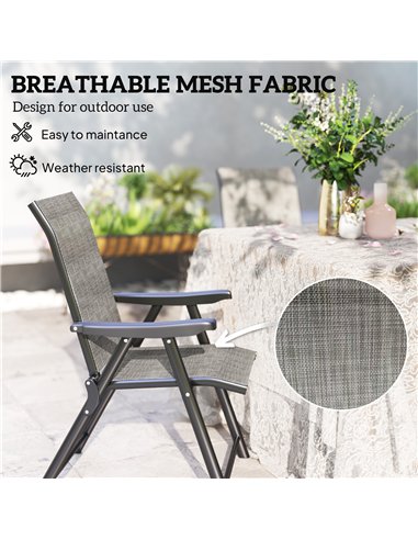 Outsunny Set of Four Folding Outdoor Chairs - Black/Grey